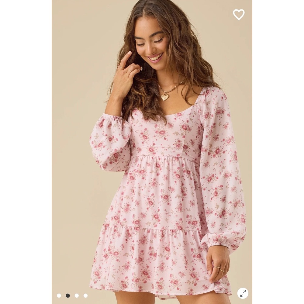Altar'd State Floral Mini Dress Balloon Sleeve Smocked Back Size Medium
